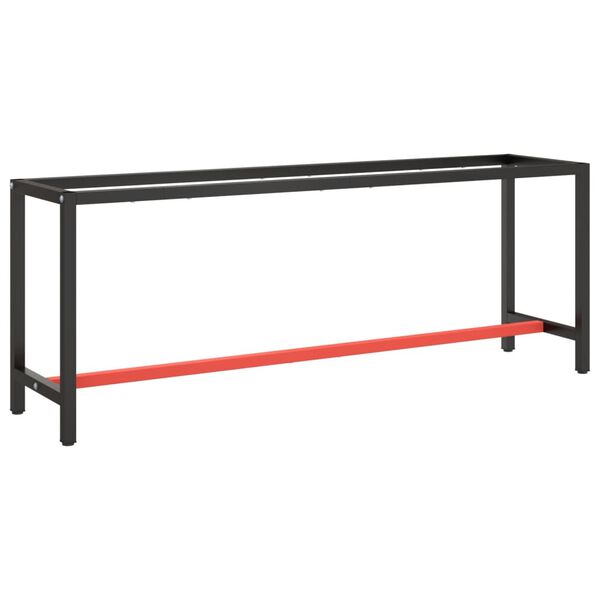 vidaXL Cadre banc de travail Noir mat et rouge mat 210x50x79 cm M&eacute;tal