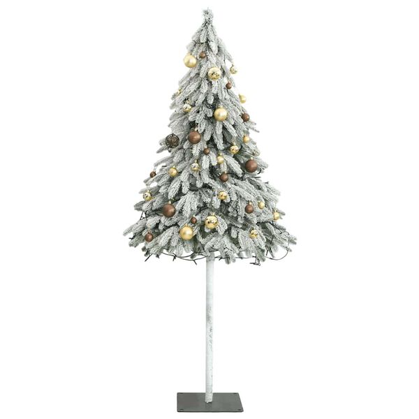 vidaXL Sapin de No&euml;l artificiel 300 LED&boules&neige floqu&eacute;e 180 cm
