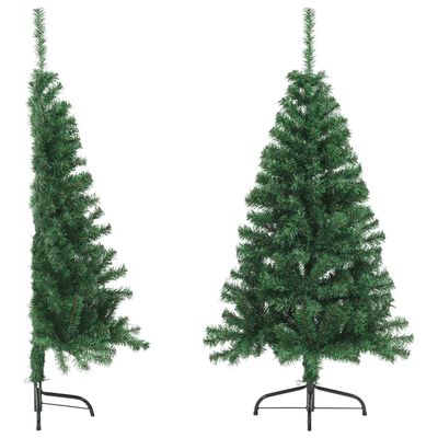 vidaXL Sapin de Noël artificiel moitié avec support vert 150 cm PVC