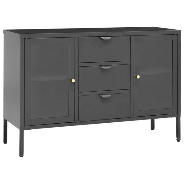 vidaXL Buffet Anthracite 105x35x70 cm Acier et verre tremp&eacute;