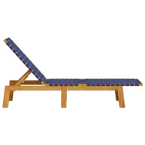 vidaXL Chaises longues bleu fonc&eacute; bois d'acacia solide et tissu