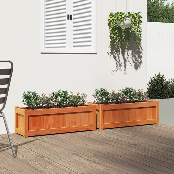 vidaXL Jardini&egrave;res 2 pcs cire marron bois de pin massif