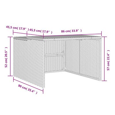 vidaXL Garage pour robot tondeuse gris 86x90x52/57 cm résine tressée