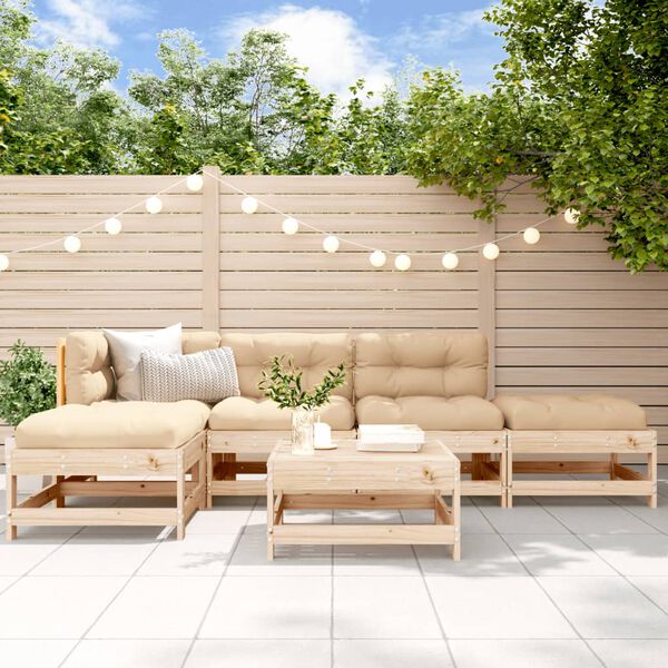 vidaXL Salon de jardin 6 pcs Bois de pin massif