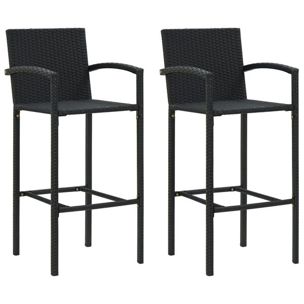 vidaXL Ensemble de bar de jardin 3 pcs noir r&eacute;sine tress&eacute;e
