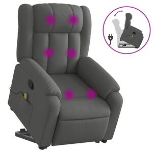 vidaXL Fauteuil inclinable de massage gris fonc&eacute; tissu