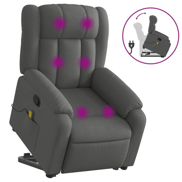 vidaXL Fauteuil inclinable de massage gris fonc&eacute; tissu