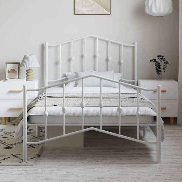 vidaXL Cadre de lit m&eacute;tal sans matelas et pied de lit blanc 100x200 cm