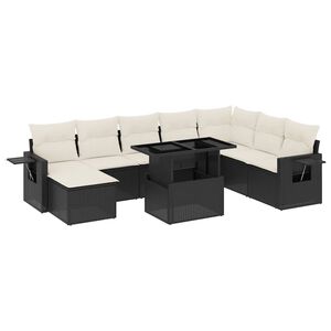 vidaXL Salon de jardin 8 pcs avec coussins noir r&eacute;sine tress&eacute;e