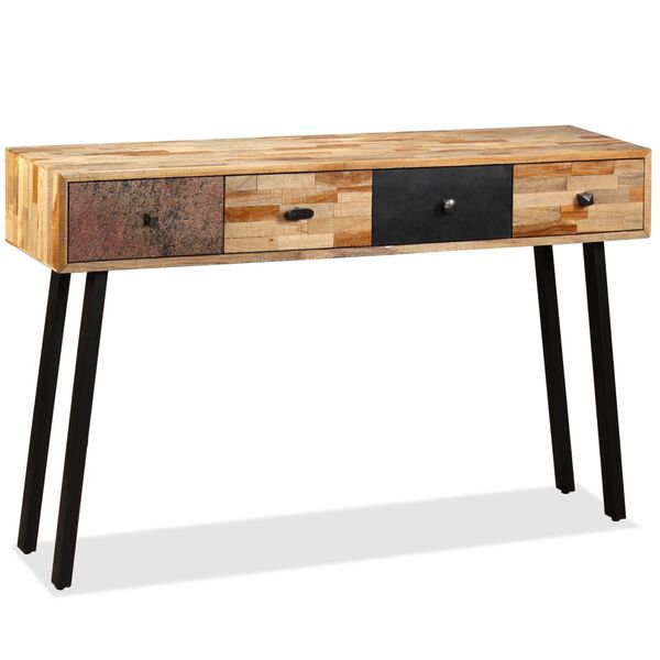 vidaXL Table console Teck massif de r&eacute;cup&eacute;ration 120 x 30 x 76 cm