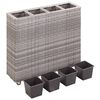 vidaXL Lit sur&eacute;lev&eacute; de jardin &agrave; 4 pots 80x22x79 cm R&eacute;sine Tress&eacute;e Gris