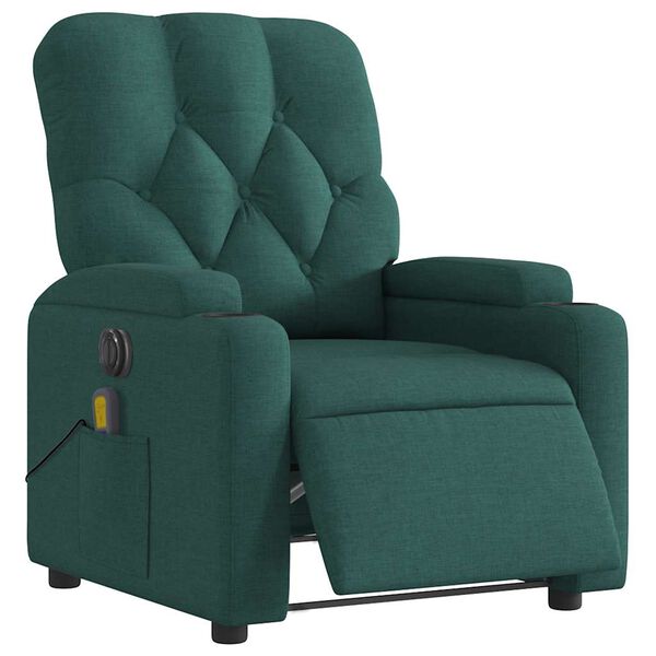 vidaXL Fauteuil inclinable de massage électrique vert foncé tissu