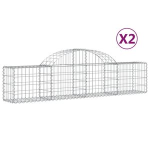 vidaXL Paniers &agrave; gabions arqu&eacute;s 2 pcs 200x30x40/60 cm Fer galvanis&eacute;