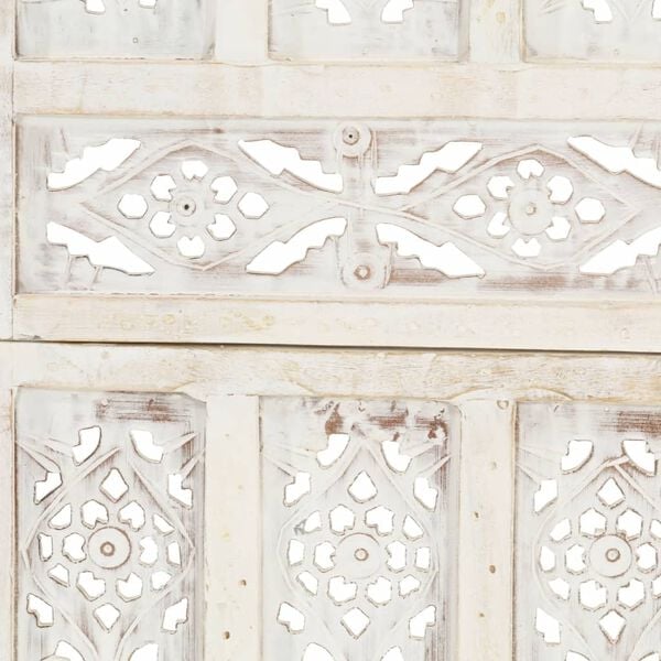 vidaXL Cloison de séparation 3 panneaux Blanc 120x165 cm Bois manguier