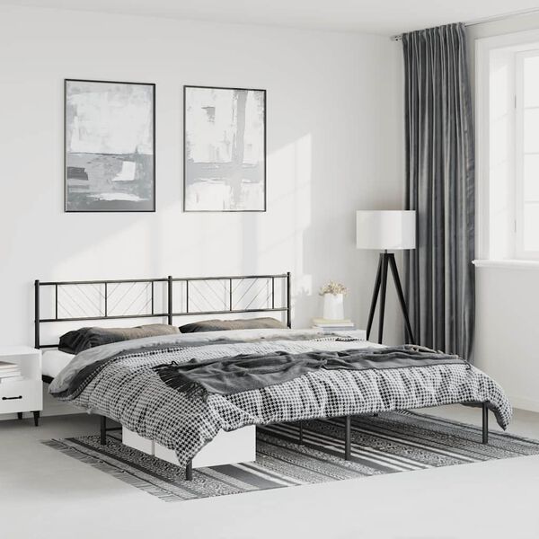 vidaXL Cadre de lit métal sans matelas avec tête de lit noir 193x203cm