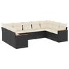 vidaXL Salon de jardin 9 pcs avec coussins noir r&eacute;sine tress&eacute;e