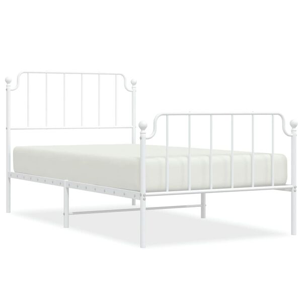 vidaXL Cadre de lit métal sans matelas et pied de lit blanc 100x190 cm