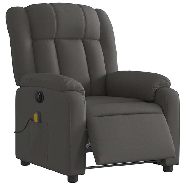 vidaXL Fauteuil inclinable de massage &eacute;lectrique gris fonc&eacute; tissu