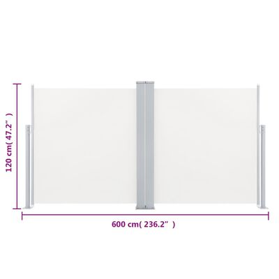 vidaXL Auvent latéral rétractable Crème 120 x 600 cm