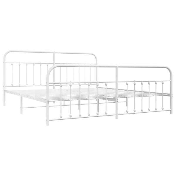vidaXL Cadre de lit m&eacute;tal sans matelas et pied de lit blanc 193x203 cm