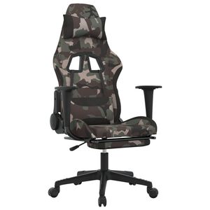 vidaXL Chaise de jeu de massage repose-pied Noir et camouflage Tissu