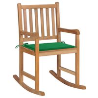vidaXL Chaise à bascule avec coussin vert Bois de teck solide