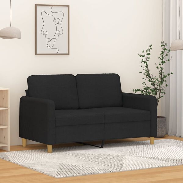 vidaXL Canap&eacute; &agrave; 2 places Noir 120 cm Tissu