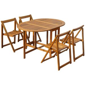 vidaXL Ensemble &agrave; manger d'ext&eacute;rieur pliable 5pcs Bois d'acacia solide