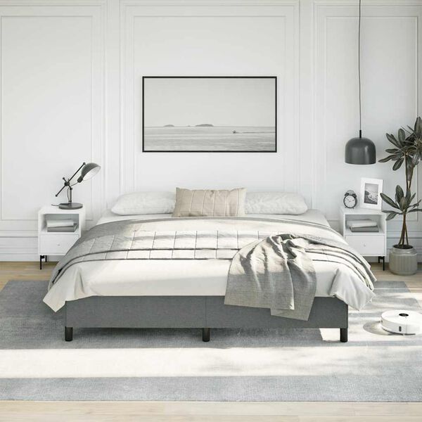 vidaXL Cadre de lit gris fonc&eacute; 193x203 cm tissu