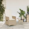 vidaXL Chaise inclinable de jardin avec coussins beige r&eacute;sine tress&eacute;e