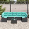vidaXL Ensemble de Canap&eacute;s 8 pcs Noir et turquoise polyrotin