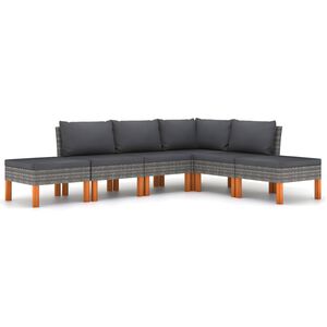 vidaXL Salon de jardin 6 pcs avec coussins R&eacute;sine tress&eacute;e Gris