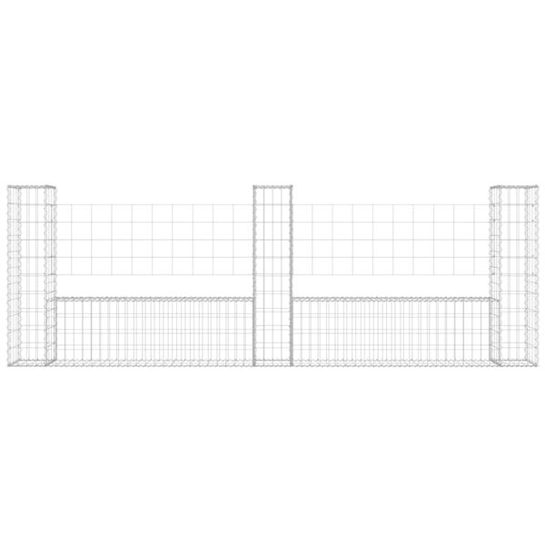 vidaXL Panier de gabion en forme de U avec 3 poteaux Fer 260x20x100 cm