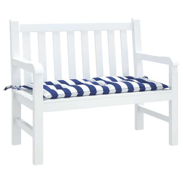 vidaXL Coussin de banc de jardin rayures bleues et blanches 100x50x7cm