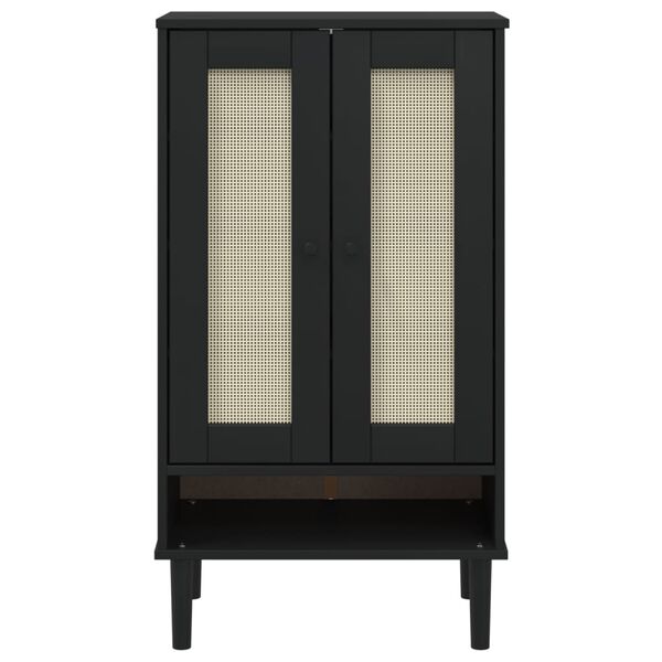 vidaXL Armoire &agrave; chaussures SENJA aspect rotin noir bois massif
