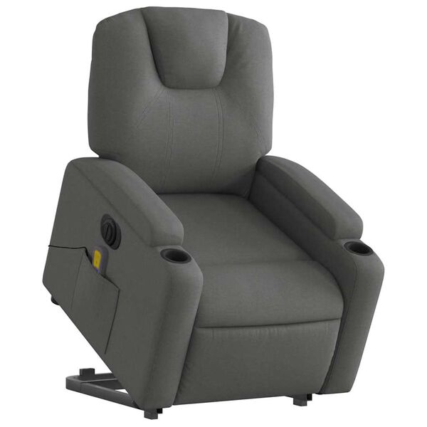vidaXL Fauteuil inclinable de massage &eacute;lectrique gris fonc&eacute; tissu