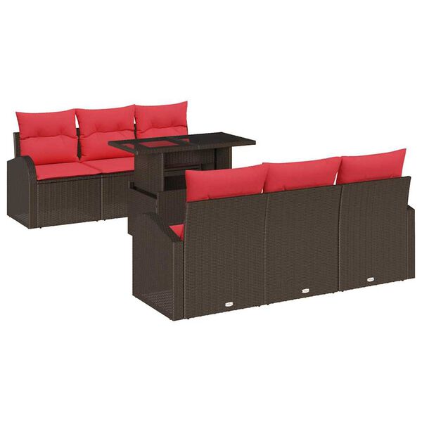 vidaXL Ensemble de canapé de jardin 7 pcs Marron Poly rotin