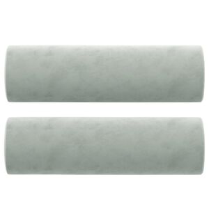 vidaXL Coussins décoratifs lot de 2 Gris clair Ø15x50 cm Velours