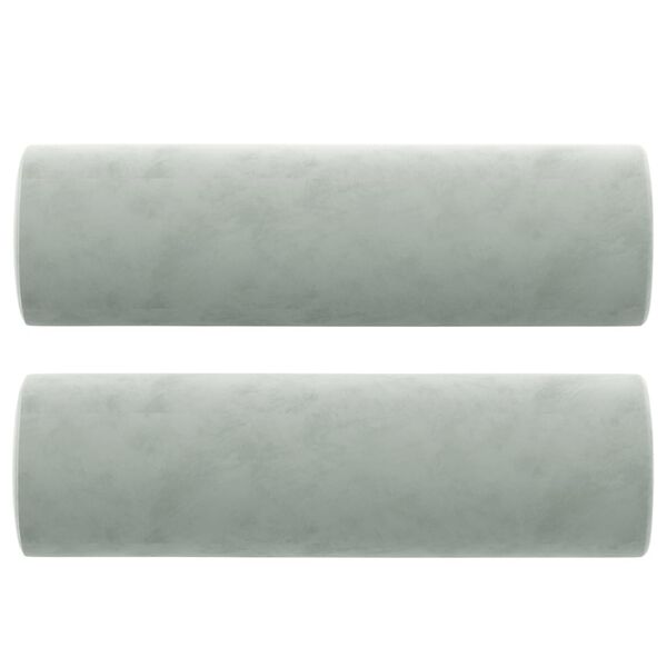 vidaXL Coussins décoratifs lot de 2 Gris clair Ø15x50 cm Velours