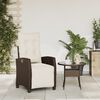 vidaXL Chaise inclinable de jardin repose-pied marron r&eacute;sine tress&eacute;e