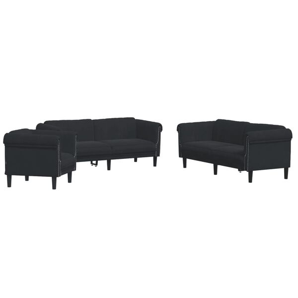 vidaXL Ensemble de canap&eacute;s 3 pcs noir velours