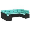 vidaXL Ensemble de canap&eacute; de jardin 10 pcs Noir et turquoise polyrotin