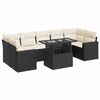 vidaXL Salon de jardin 8 pcs avec coussins noir r&eacute;sine tress&eacute;e