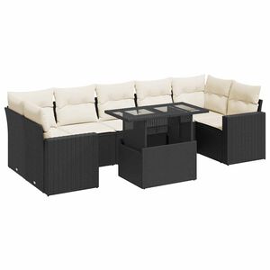 vidaXL Salon de jardin 8 pcs avec coussins noir r&eacute;sine tress&eacute;e