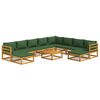 vidaXL Salon de jardin 11 pcs avec coussins vert bois massif