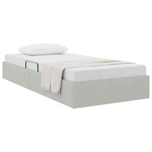 vidaXL Lit de Rangement avec matelas Gris clair 100 x 190 cm Velours