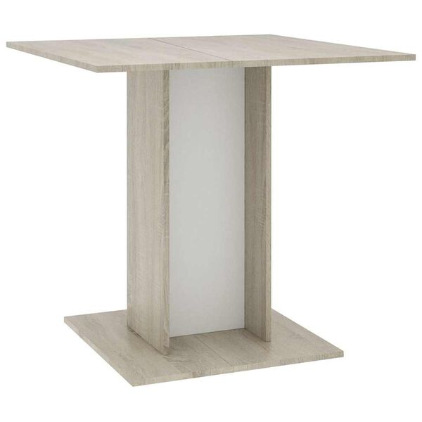 vidaXL Table &agrave; d&icirc;ner Blanc et ch&ecirc;ne sonoma 80 x 80 x 75 cm Agglom&eacute;r&eacute;