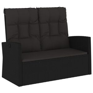 vidaXL Banc de jardin inclinable et coussins noir 118cm résine tressée
