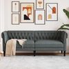 vidaXL Canap&eacute; Chesterfield 3 places gris fonc&eacute; tissu