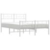 vidaXL Cadre de lit m&eacute;tal sans matelas et pied de lit blanc 135x190 cm